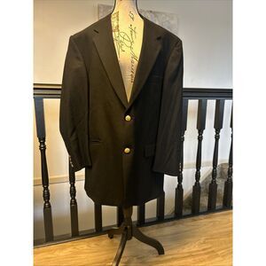 Vtg 80's Palm Beach Men's Black Sport Coat Gold Btn Jacket Wool Blazer 50